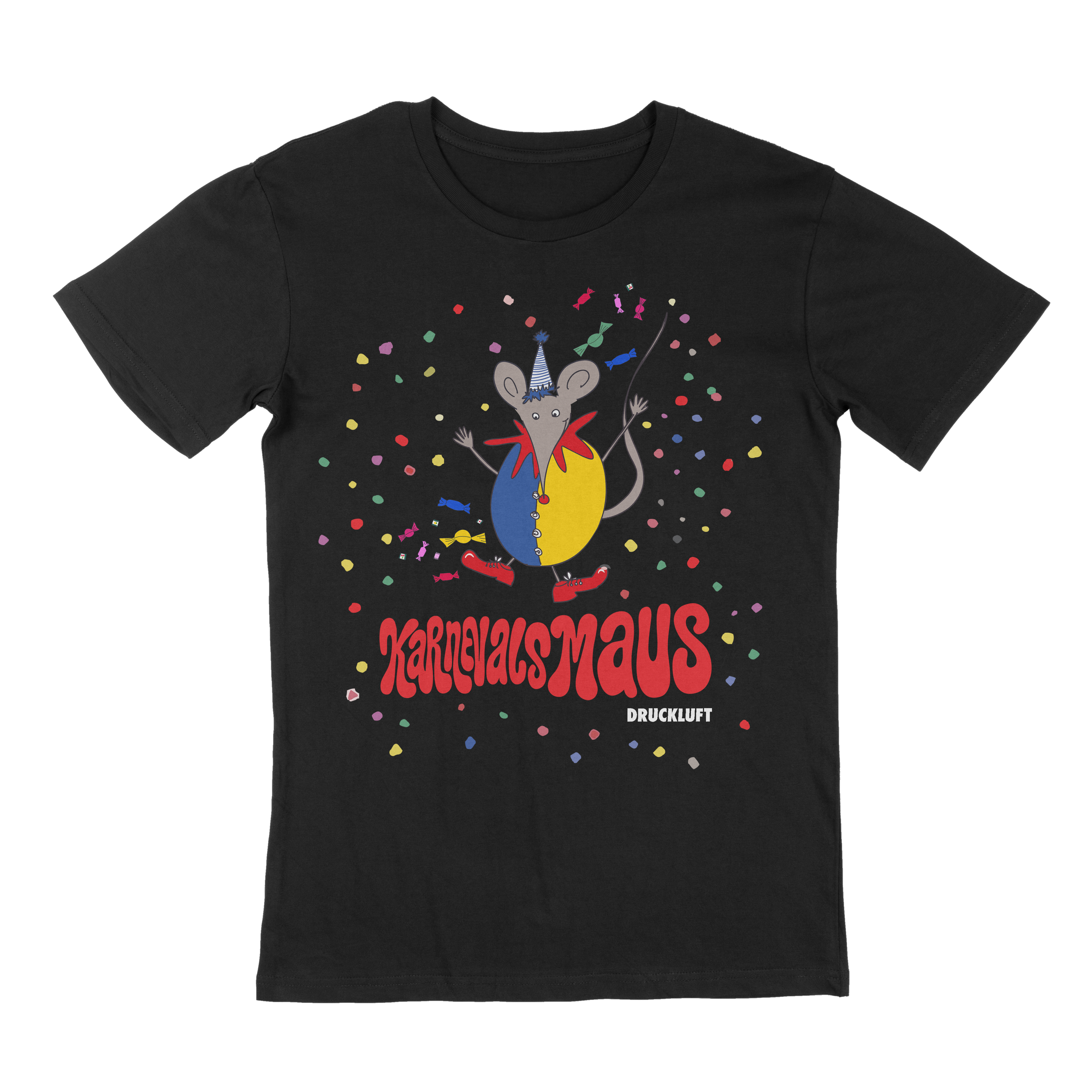 Karnevalsmaus Konfetti - Regular Uni-Sex Cut T-Shirt schwarz
