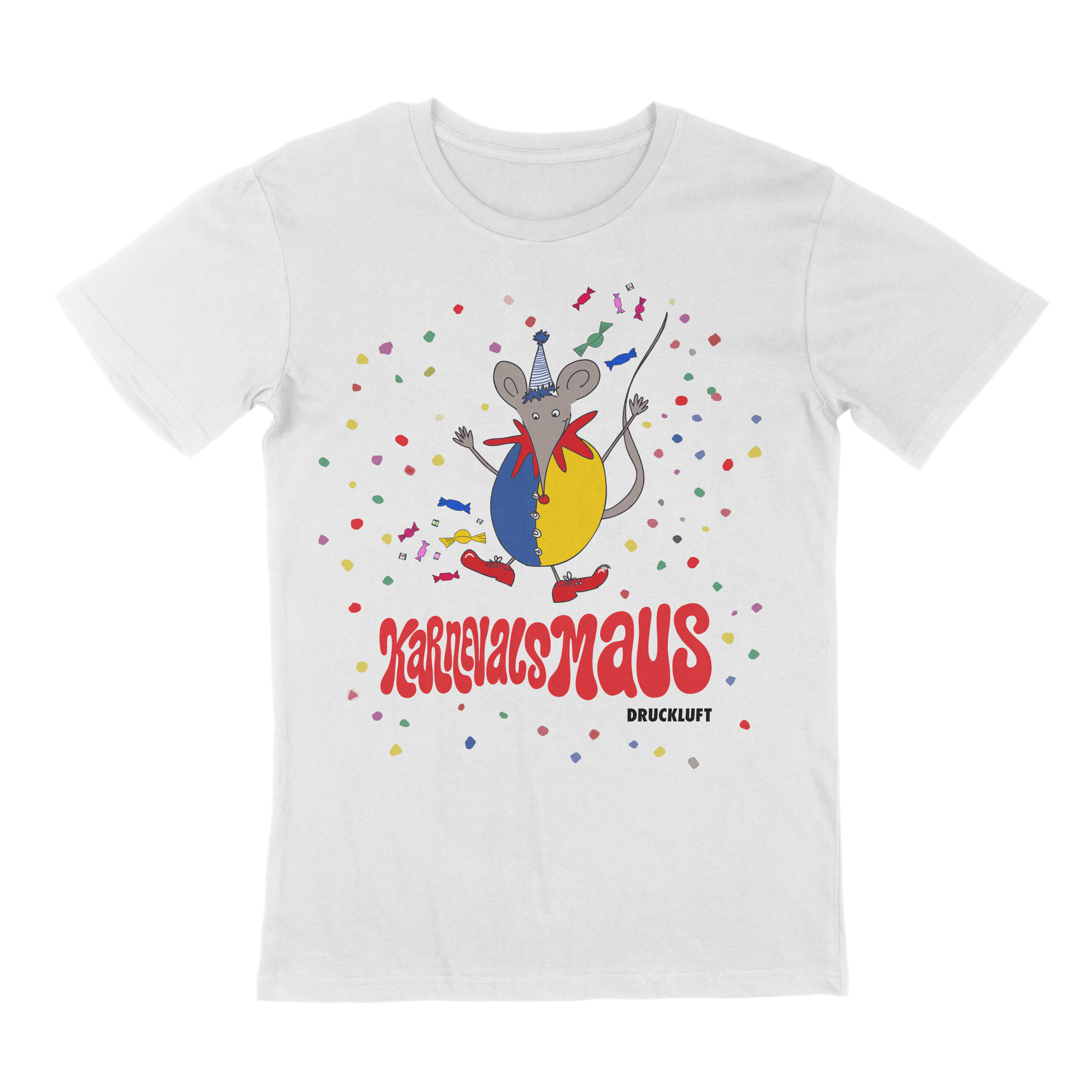 Karnevalsmaus Konfetti - Regular Uni-Sex Cut T-Shirt weiß